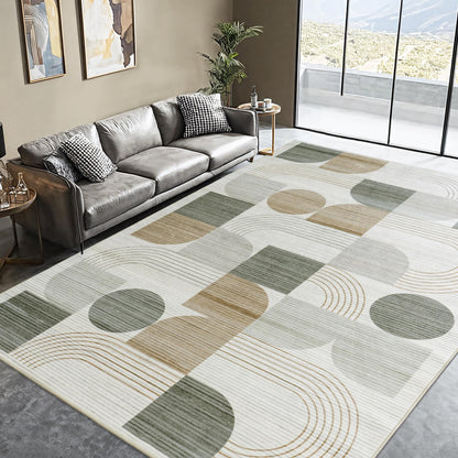 QDUIDU Large Machine Washable 5x7 Area Rug, Soft Modern Geometric Abstract Beige Rugs for Bedroom Living Room, Non-Shedding Faux Wool Indoor Throw Floor Carpet for Office Entryway Dining Room Decor
