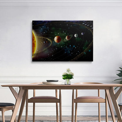 Framed Cool Space Theme Galaxy Astronomy Canvas Wall Art Universe Solar System Poster Planets Decor For Kids Living Room Bedroom Home Office Artwork Gift Ready To Hang(16x24 Inches)