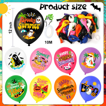 HOWAF 36pcs Summer Halloween Balloons, Spooky Summer Latex Balloons, Summer Halloween Decorations Balloon, Hawaii Halloween Balloon, Hawaii Themed Hallows' Eve Ghost Party Supplies