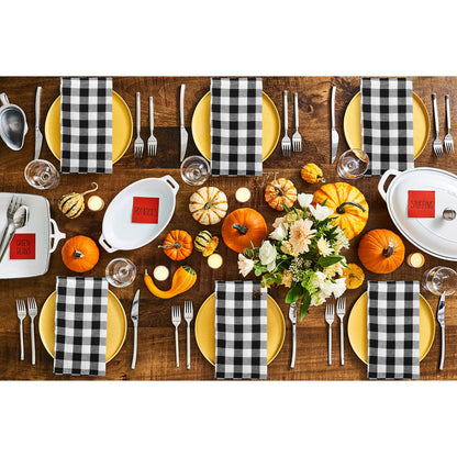 Buffalo Check Napkins,Farmhouse Dinner Napkins,Black and White Cloth Napkin