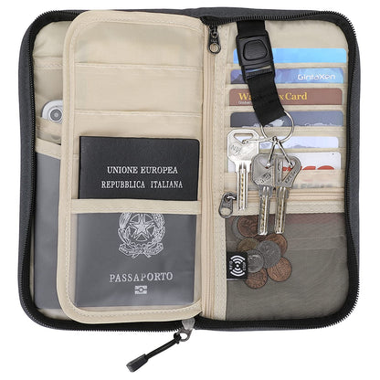 ZOPPEN Rfid Passport Holder Travel Wallet Family Documents Organizer Travel Accessories for 6 Passport, 03# Dark Grey