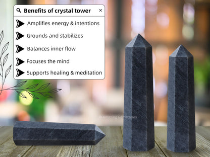 Amazing Gemstone Blue Aventurine Crystal Towers ~ Natural Healing Crystal Point Obelisk for Reiki Healing and Crystal Grid (2" to 3" Inch)