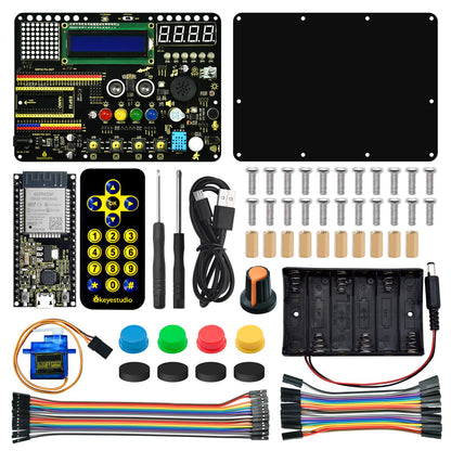 KEYESTUDIO Inventor Starter Kit for Arduino ESP32, Hardware Comes Pre-Connected, Easy to Get Started Coding and Electronics, 30 Projects, 15 Modules, STEM Educational Set for Adults Teens