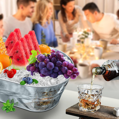 4 PCS 3 Gallon Galvanized Tub Champagne Bucket with Carry Beer Drink Storage Cooler Metal Beverage Ice Tub Galvanized Ice Buckets for Parties and Cocktail Bar Mimosa Supplies, 15.8 X 9 X 6.2 Inches