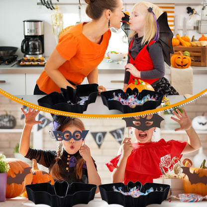Dandat 4 Pcs Halloween Candy Bowl Plastic Halloween Serving Tray Dishes Creepy Plastic Platter with Spooky Bloodstain for Party Supply(Bat Shape)
