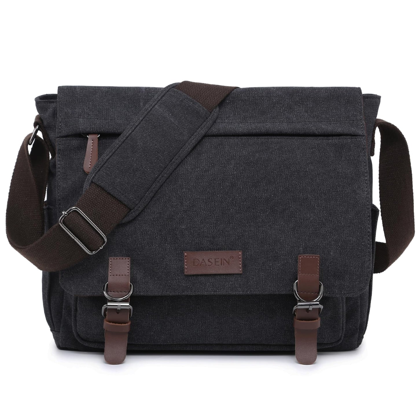 Dasein Large Vintage Canvas Messenger Shoulder Bag, Black, 15in Laptop