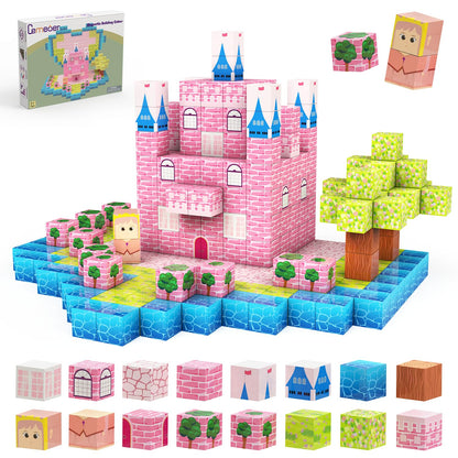 CEMECER Magnetic Blocks, 48PCS 1in Princess Magnetic Building Blocks Toy for Kids Build Cubes, Stacking Magnetic Tiles, Sensory Montessori Construction Toys, Boys Girls Christmas Birthday Gifts.