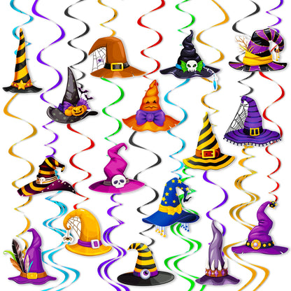 Halloween Witch Hat Hanging Swirls Witch Theme Party Decorations 20PCS Witch Hats Hanging Streamers Halloween Wizard Hat Decor for Spooky Scary Birthday Baby Shower Supplies