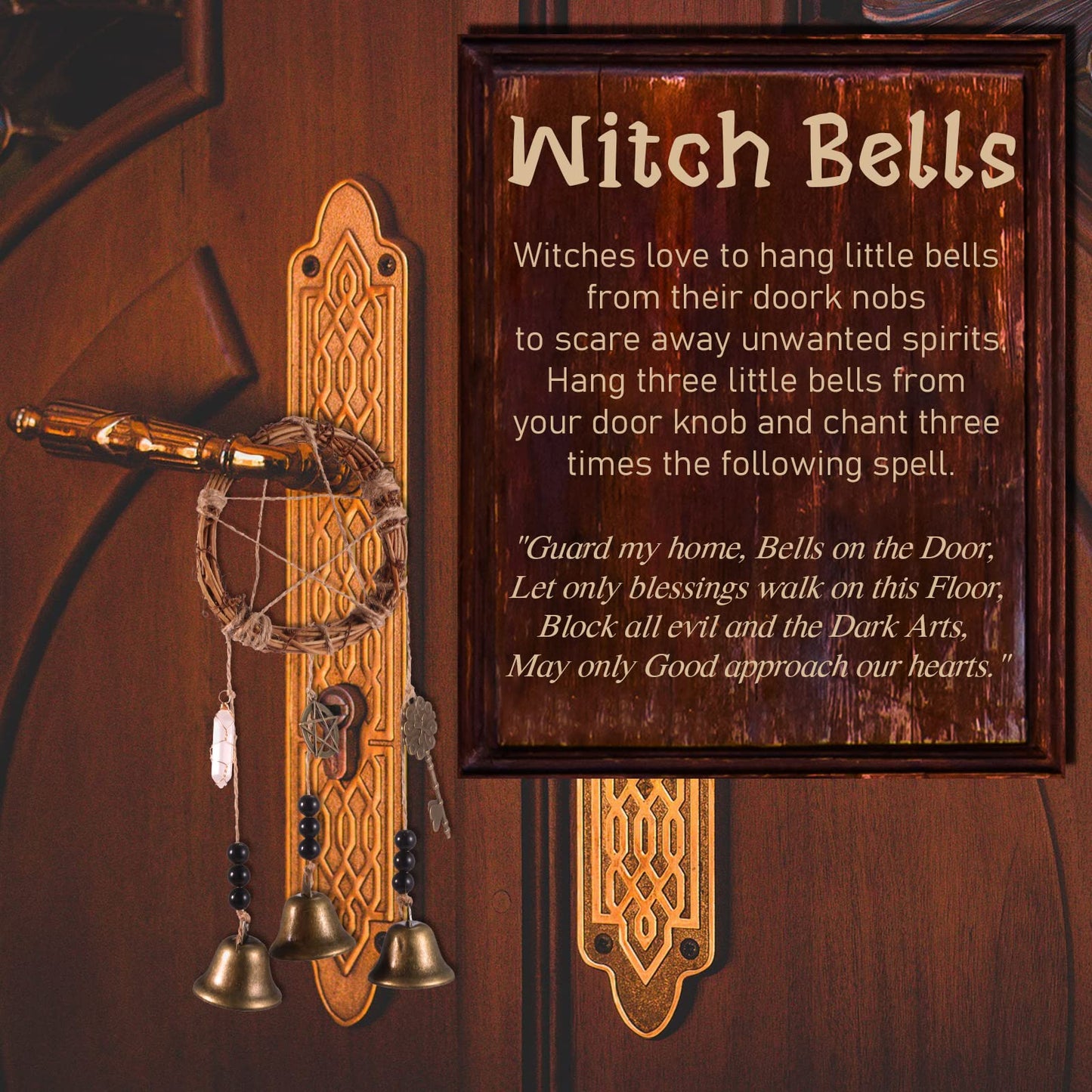 Charniol Witch Bells DIY Kit for Door Knob for Protection Witch Bell Witchy Decor Hanging Witchcraft Decorations Witches Wind Chimes