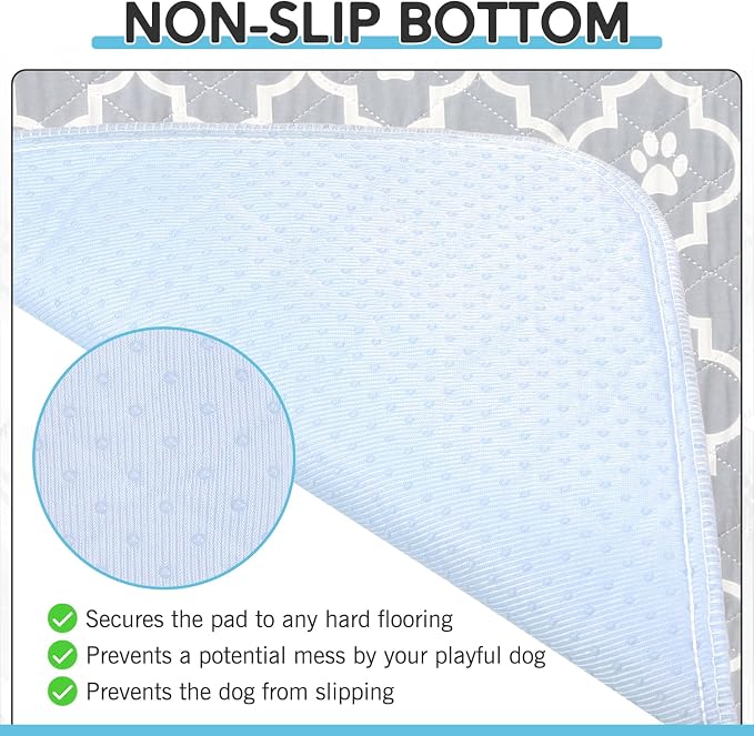 Washable Pee Pads for Dogs - 36”x24” 4PCS, Whelping Pad for Puppy Training, Playpen Crate Bed Floor Protector, Reusable Dog Potty Pads Non-Slip, Super Absorbent & Odor Controlling, Gray Floral