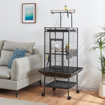Panana Large Bird Cages Parrot Cage Wide Flight Metal Animal Cage for Budgie Parakeet Conure with Rolling Stand Wheels (61 inch Height)