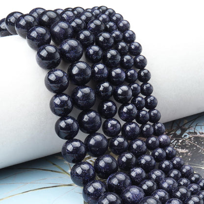Siomia 45pcs 8mm Natural Blue Sandstone Gemstone Beads Energy Healing Crystal Round Loose Stone Beads for Jewelry Making, DIY Bracelets Necklaces