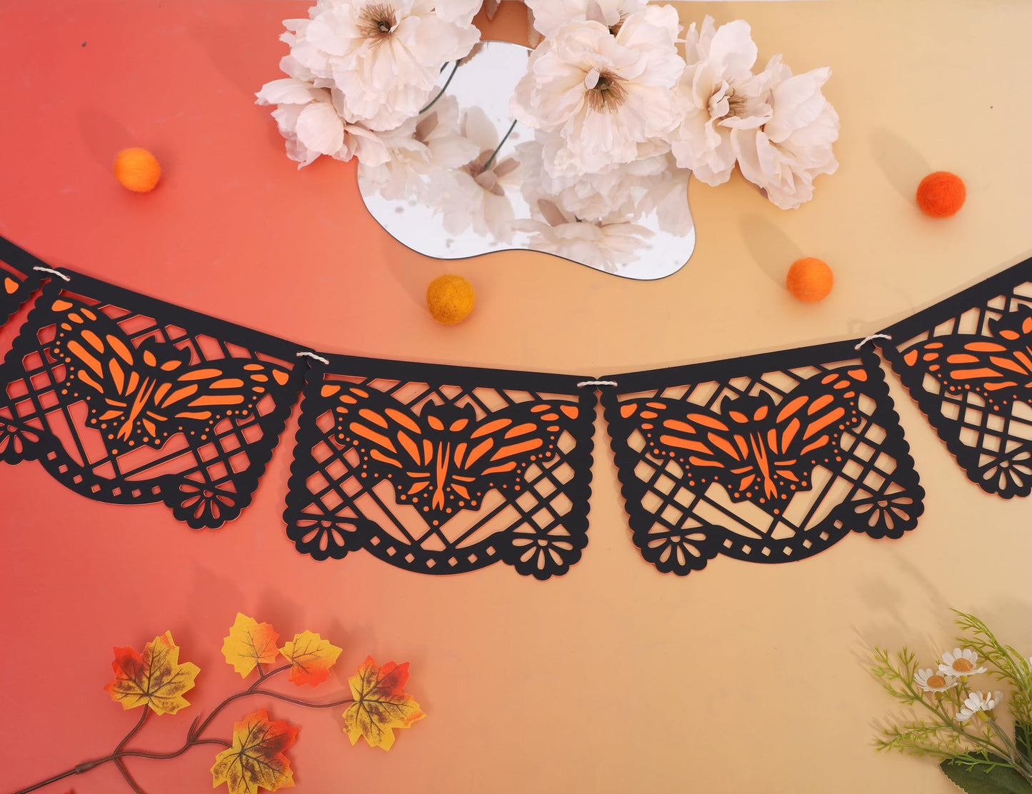 Spooky Bat Banner Halloween Theme Party Decorations,Bohemian Scary Bat Cutout Garland,Spooky Holiday Mantel Hanging Decorations,Halloween Bats Banner Photo Backdrop