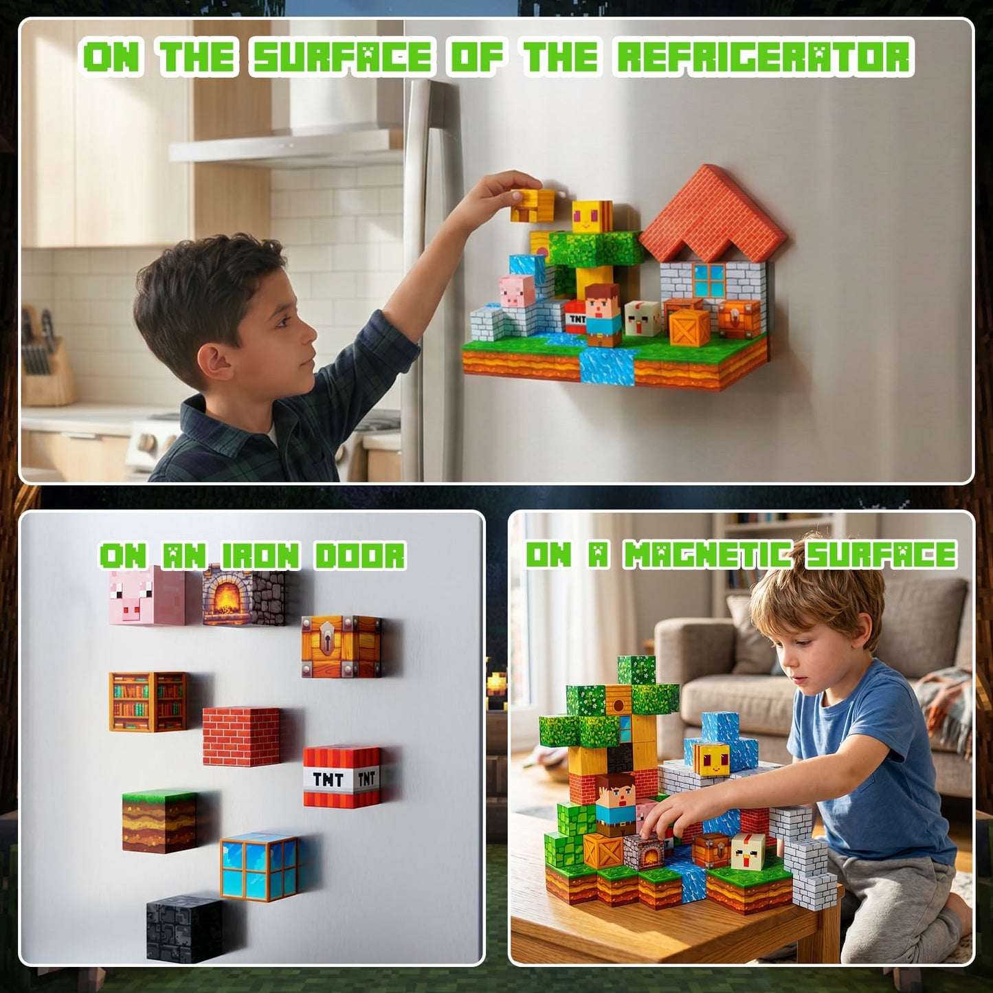 Lukoca Magnetic Building Blocks STEM Toy for Kids 3+ Toddler Educational Construction Gift for Boys & Girls (Green Forest -100pcs)