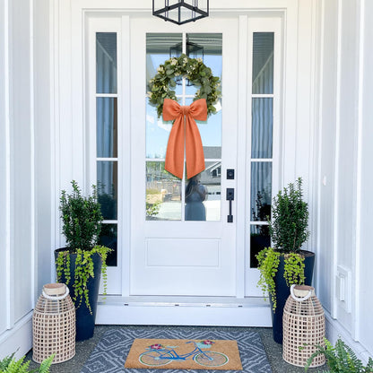2 Pcs Orange Wreath Sash for Front Door Linen Wreath Ribbon Bow for Fall Yard Porch Garland Home Decor