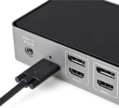 StarTech.com USB-C / USB-A Hybrid Docking Station for MacBook Pro / Air M1 M2 M3 M4 & Windows, Universal Triple 4K 60Hz HDMI DP Dock, Thunderbolt Compatible, 85W Laptop Charging - TAA