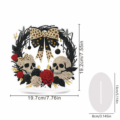 Fairyland JinWenn Decor for Home Diamonds Art kit Decorations, Halloween Skull Rose Wreath Diamonds Painting Kit for Adult Tabletop Gift DIY 5D Diamonds Dots Special Crystal Diamond 7.5X7.7 inch