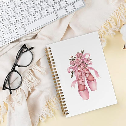 Coquette Pink Bow Ballet Dance Spiral Notebook, Dancer Teacher Gifts Journal Notebook, Inspirational Ballet Gifts Notebooks for School Work, Dancing Office Supplies Gifts for Girls Women, 5.5x8.3 Inch