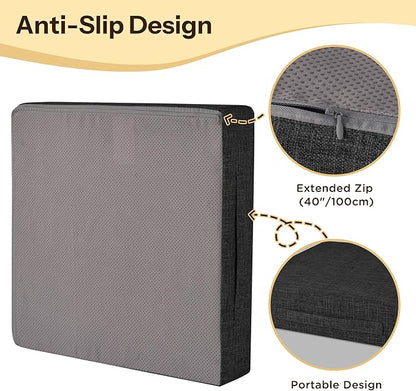 Recliner Cushions for Elderly 20X20X4 Inch Thick Seat Cushion for Recliner Chair with Non-Slip Bottom and Washable Cover Square Chair Cushions for Couch, Armchair, Floor (1, Black)