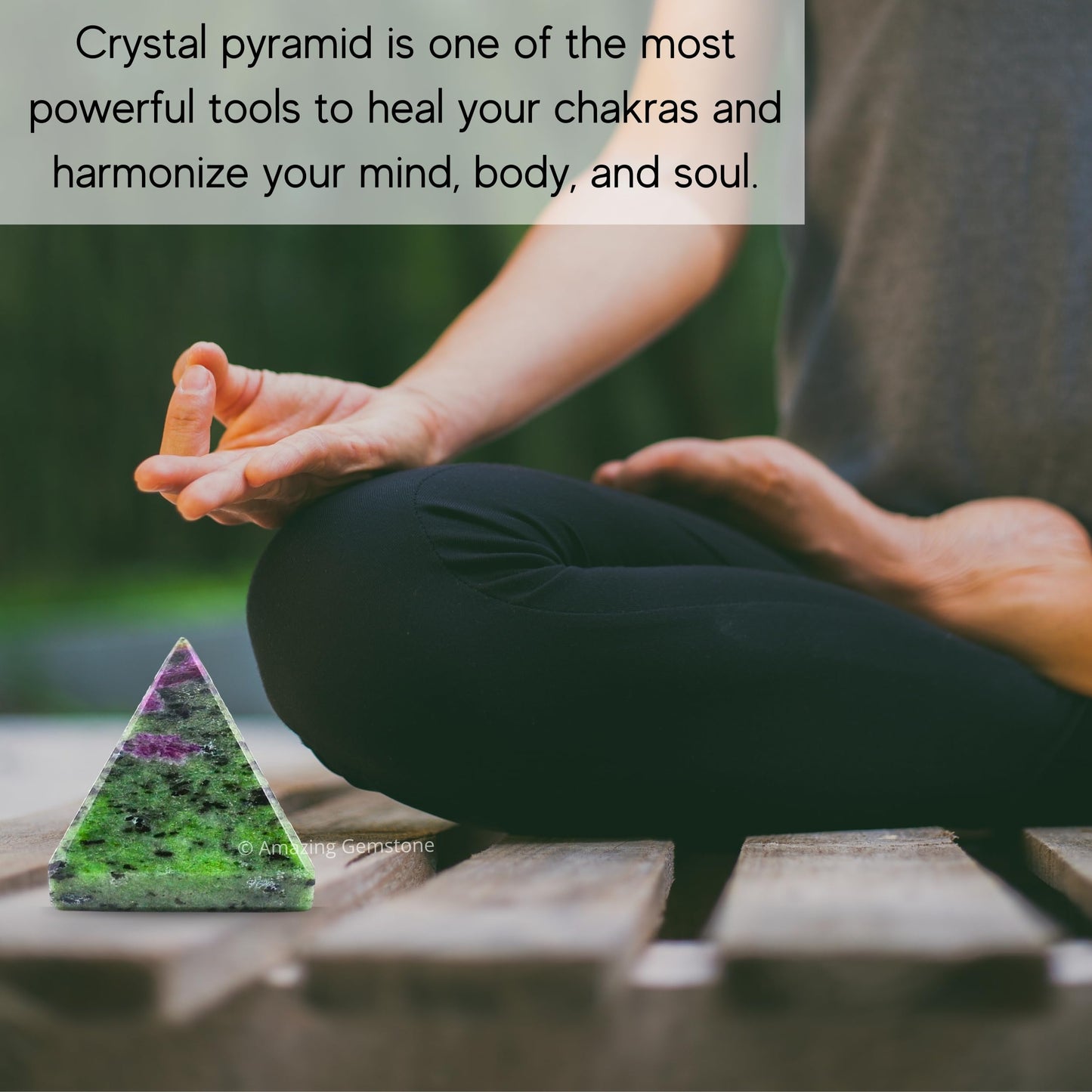 Amazing Gemstone Ruby Zoisite Pyramid Crystal Healing Stones - 1" Great Pyramid Figurine of Natural Stone Pyramid for Meditation, Reiki, Chakra Balancing and Crystal Pyramids Grid