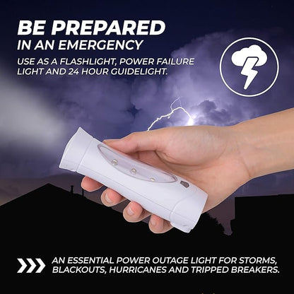 Amerelle LED Emergency Lights For Home Power Failure – Triple Function Power Failure Light and Plug In Flashlight Combo, With Rechargeable Battery – Be Snow Storm & Hurricane Ready (71134)