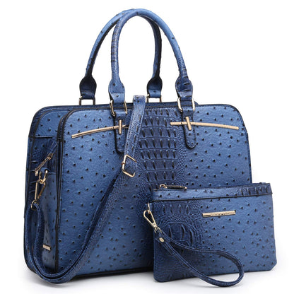 Women Handbag Wallet Tote Shoulder Hobo Bag Top Handle Satchel Purse Set 2pcs with 3 Compartments