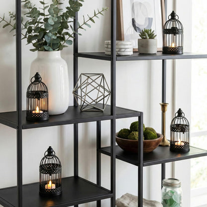 Vela Lanterns Bird Cage Decorative Candle Holders, Black, Small, 4-Pack