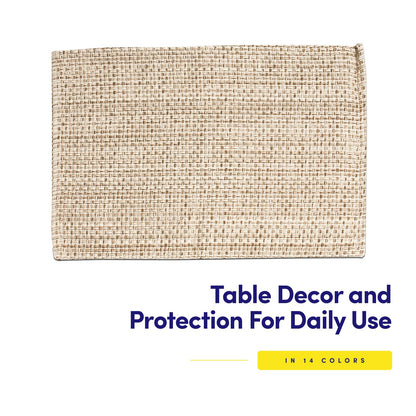 Sweet Home Collection 100% Cotton Placemats for Dining Room Rectangle Two Tone Woven Fabric 13" x 19" Soft Durable Table Mat Set, Set of 6, Eggshell