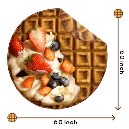 Bnuitland Waffle Funny Blanket, 300 GSM Double Sided Giant Realistic Food Blanket with a Storage Bag, Novelty Gift for Adults and Kids, Super Soft Flannel