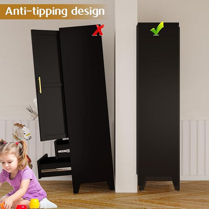 GAIOUS Steel Pantry Cabinet, 71" Metal Storage Cabinets with 2 Doors | 2 Adjustable Shelf and 2 Drawers, Freestanding Storage Cabinet for Bedroom, Kitchen, Home Office (Black)