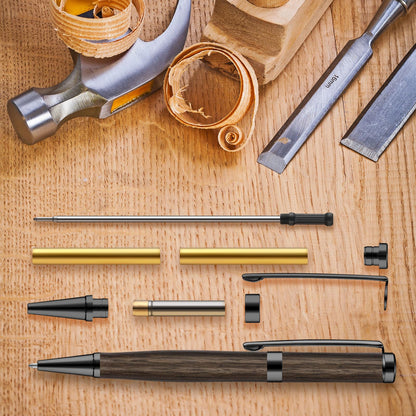 Colarr 10 Pcs Pen Kits for Wood Turning 7mm Slimline Pen Twist Kit with Refill Lathe Turning Supplies for Making Office Classroom Supplies DIY Friend Teacher Student Gifts(Black)