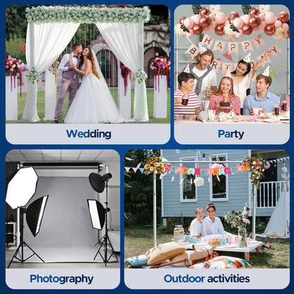 Qoolfoto Pipe and Drape Backdrop Stand, 10x10ft Heavy Duty Adjustable Backdrop Frame with Metal Base, Background Holder for Parties Photography Wedding Photoshoot Decoration