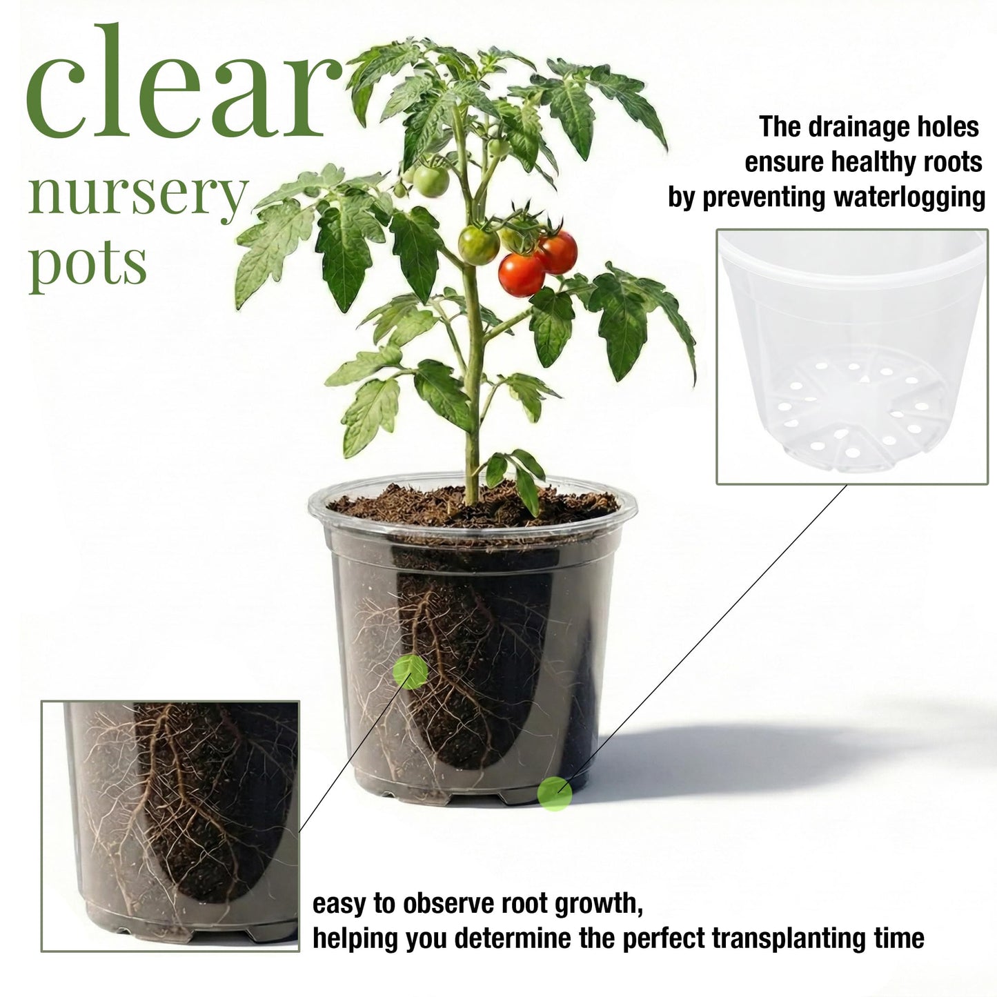 ENNUFO Clear Nursery Pots with Drainage, 81 Pcs Set, 4/5/6 Inch Plastic Pots for Indoor Plants, Seed Starter Kit with Plant Saucers, Clear Plant Pots with Drainage Holes, Pot Liners, Labels & Tools