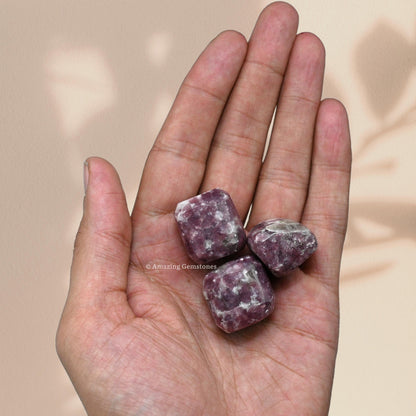 Amazing Gemstone Lepidolite Crystals&Healing Stones - 1oz Lepidolite Stone Gem Stones, Healing Stones for Energy Balance, Stress Relief - Premium Polished Gems Rocks for Meditation&Wellness