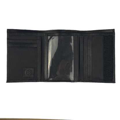 Sprocket Men's Nylon Trifold Wallet with Leather Trim and ID Window (Black)