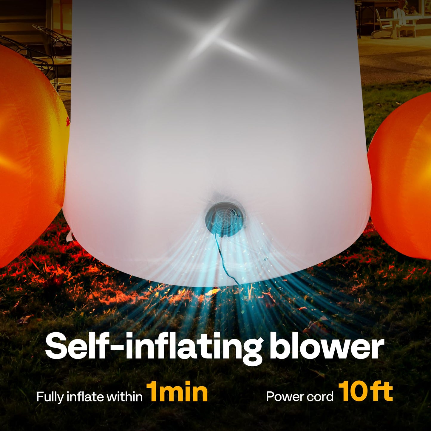 VIVOHOME 9FT Halloween Inflatable Yard Decor, Giant Ghost with 2 Pumpkin, Outdoor Blow Up with Built-in LED Light for Lawn, Garden, Party