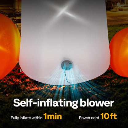 VIVOHOME 9FT Halloween Inflatable Yard Decor, Giant Ghost with 2 Pumpkin, Outdoor Blow Up with Built-in LED Light for Lawn, Garden, Party
