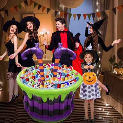 TURNMEON Halloween Inflatable Witch Legs Cauldron Cooler, 200+ Cans Super Capacity Drink Cooler, 40" Halloween Party Decorations for Holiday Party Home Indoor Outdoor Garden Lawn Yard