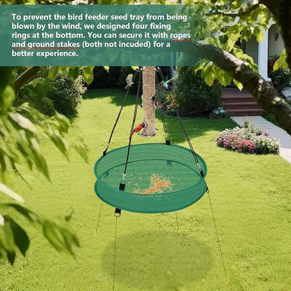 2Pcs Bird Seed Catcher Tray for Hanging Bird Feeder Platform, 4" Deep Birdseed Hoop for Hummingbird Feeders Bee Feeder Outdoor Garden Accessories (Green, 30inch)