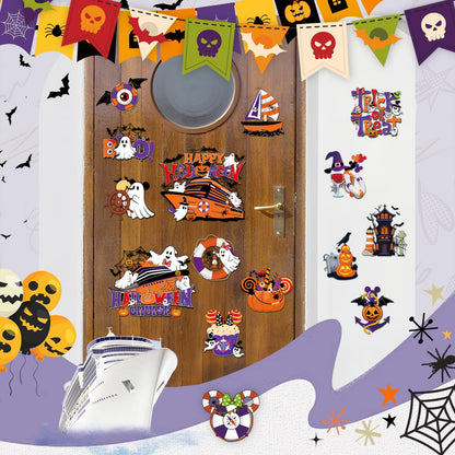 RiVolTa Halloween Cruise Door Magnetic - 16 Pcs Mouse Pumpkin Ship Cabin Decorations Magnets Stickers Funny Ghost Boo Anchor Stateroom Decals Accessories for Carnival Holiday Party Sign Garage Decor
