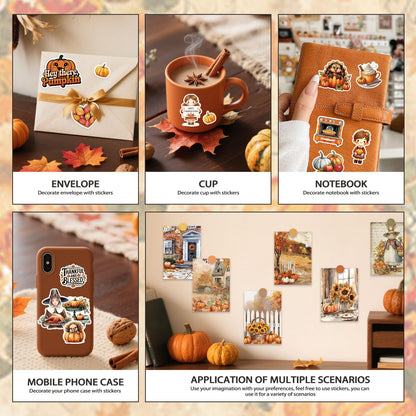 Bomichi Thanksgiving Sticker Book, 44 Sheets 274 Pcs Journaling Scrapbooking Stickers for Journaling Scrapbooking Bullet Journals Planners Letter Card Making Collage Art Crafts Water Bottle