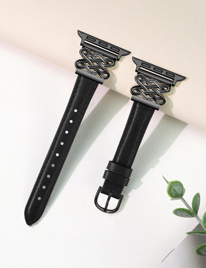 Leather Band for Women Slim Dressy Bands Compatible with Apple Watch 38mm 40mm 41mm 42mm 44mm 45mm 49mm, Designer Interlock Buckle Strap for iWatch Series 11/10/9/8/7/6/5/4/3/2/1/SE/Ultra