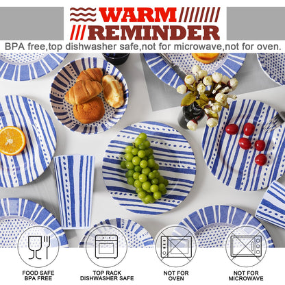 Melamine Dinnerware Set for 4-16 Pcs:Camping Dishes Set with Dinner Plates,Salad Plates,Cups and Bowls.Lightweight and Unbreakable.Indoor and Outdoor Use. flower 10