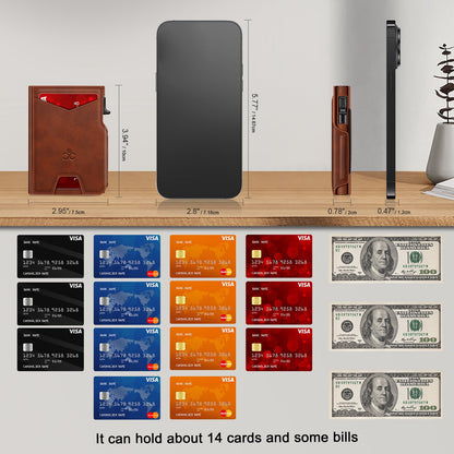 Wallet for Men Wallet with Slim Pop Up Card Holder 9-13 Cards, Bifold Minimalist Smart Wallet RFID Blocking Credit Card Holder with ID Window & Stretchable Cash Slot Compact Metal Aluminum Card Case