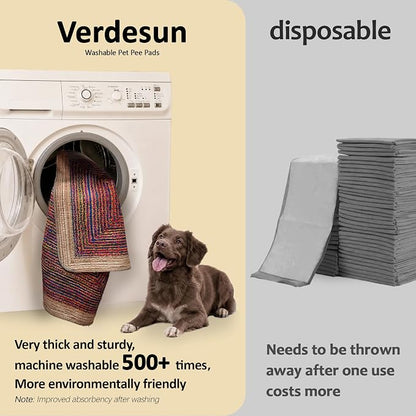 Washable Pee Pads for Dogs, Reusable Puppy Potty Training Pads, Ultra-Absorbent Thick Waterproof Leak-Proof Non-Slip Pads & Mat for Crate, Playpen, Floor, Whelping & Housebreaking , 1 Pack 72"x72"