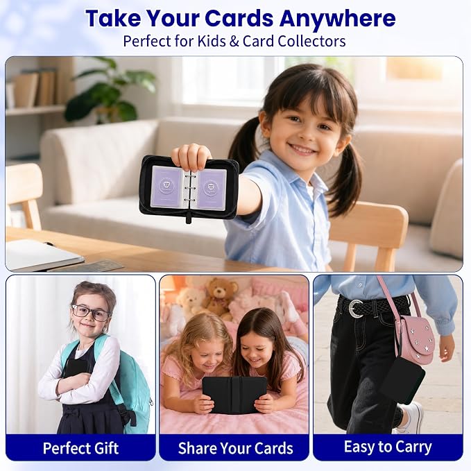 1 Pocket Card Binder with Zipper, 100 Pockets Mini Trading Card Album, Premium PU Leather Single Card Binder, Small Display Folder for TCG & Sports Cards
