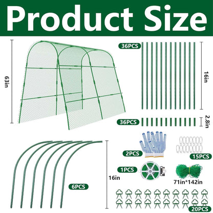 codree Cucumber Trellis for Raised Bed, 63 x 63 Inch U-Shape Garden Trellis for Climbing Plants Outdoor, Metal Arch Trellis with Climbing Net Clips for Growing Vine Vegetable, Tomato, Bean, Zucchini