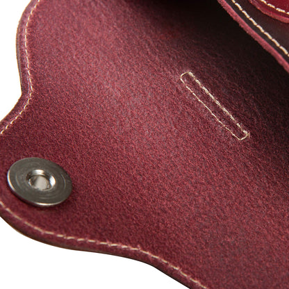 ZLYC Unisex Semi Hard Genuine Leather Eyeglass Case With Belt Loop for Prescription Eyeglasses & Standard Sized Sunglasses (Dark Red)