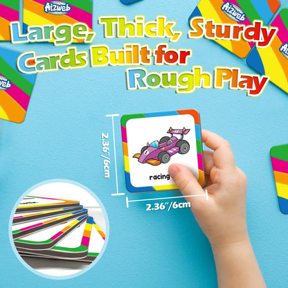 Aizweb Match Game,Memory Game, Vehicle 48 Pcs Toddler Card Games for Kids Ages 3 4 5 6,Flash Cards for Preschool Kindergarten Learning Activities,Educational Toys Homechool Supplies