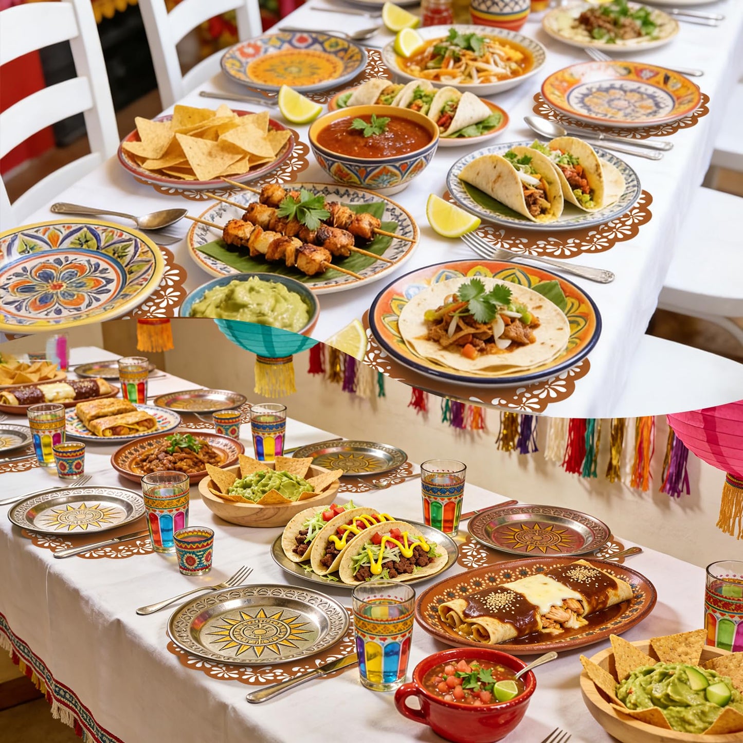 50 Pack Disposable Paper Mexicanos Placemats Table Mats 13.4 Inch Place Mats for Mexican Holiday Party Kitchen Dining Table Decoration
